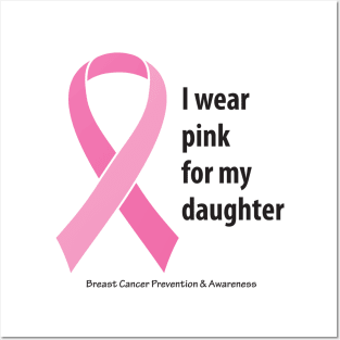 Breast cancer ribbon for daughter with black type Posters and Art